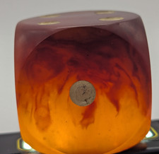 Honey Amber Cherry Catalin Bakelite Dice Rolux Desk Thermometer