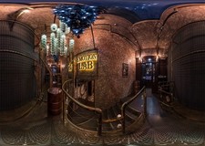 7x5ft Fabric Speakeasy Backdrop Interior of Entrance Hall of Bar in Steampunk...