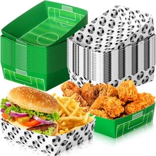 36 Pack Soccer Theme Party Supplies Large 5 lb Soccer Plates Trays Pap...