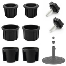 GHAMYEE 8PCS Umbrella Base Stand Hole Ring Plug Cover and Cap Patio Black