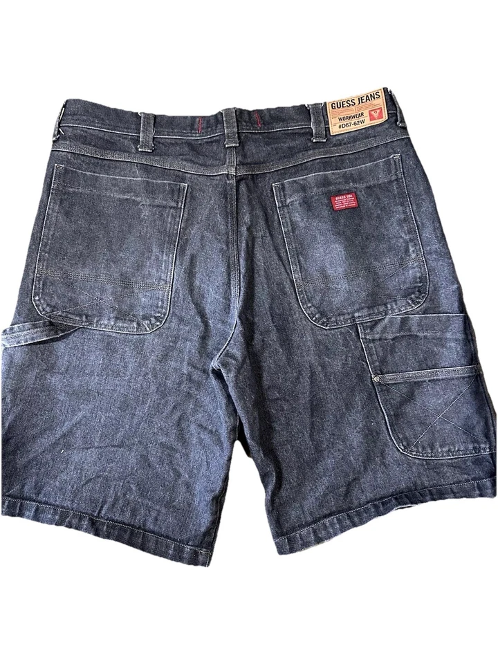 VTG Guess Jeans Carpenter Shorts 40 Fade Black Utility Grunge Denim Y2K Unique - Image 4 of 4