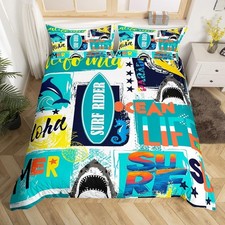 Surfing Duvet Cover Set Twin Size,Summer Ocean Sports Gaming Comforter Cover ...