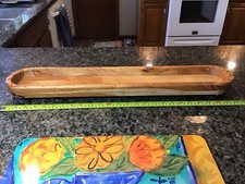 Carved Wooden Dough Bowl Primitive Wood Trencher BAGUETTE Ball Footed 26  India