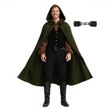 "Medieval Hooded Cloak Renaissance Cape for Men and Women Halloween Costume "