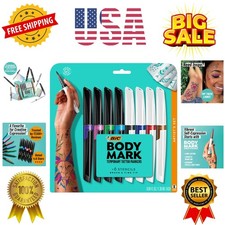Temporary Tattoo Markers for Skin, Artist's Set, Mixed Tip, 8-Count Pack of A...