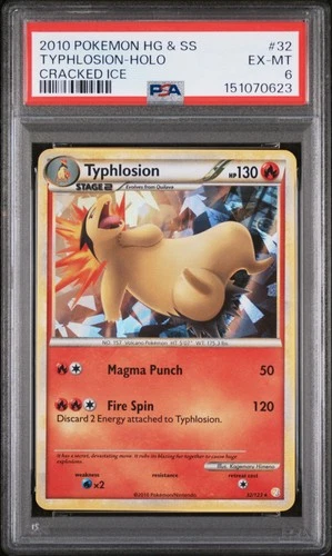 2010 POKEMON HEARTGOLD & SOULSILVER CRACKED ICE #32 TYPHLOSION-HOLO PSA 6