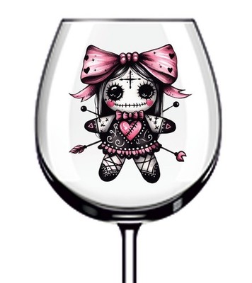 12x Valentinstag Gothic Voodoo Puppe Vinyl Aufkleber Abziehbild Becher Weinglas