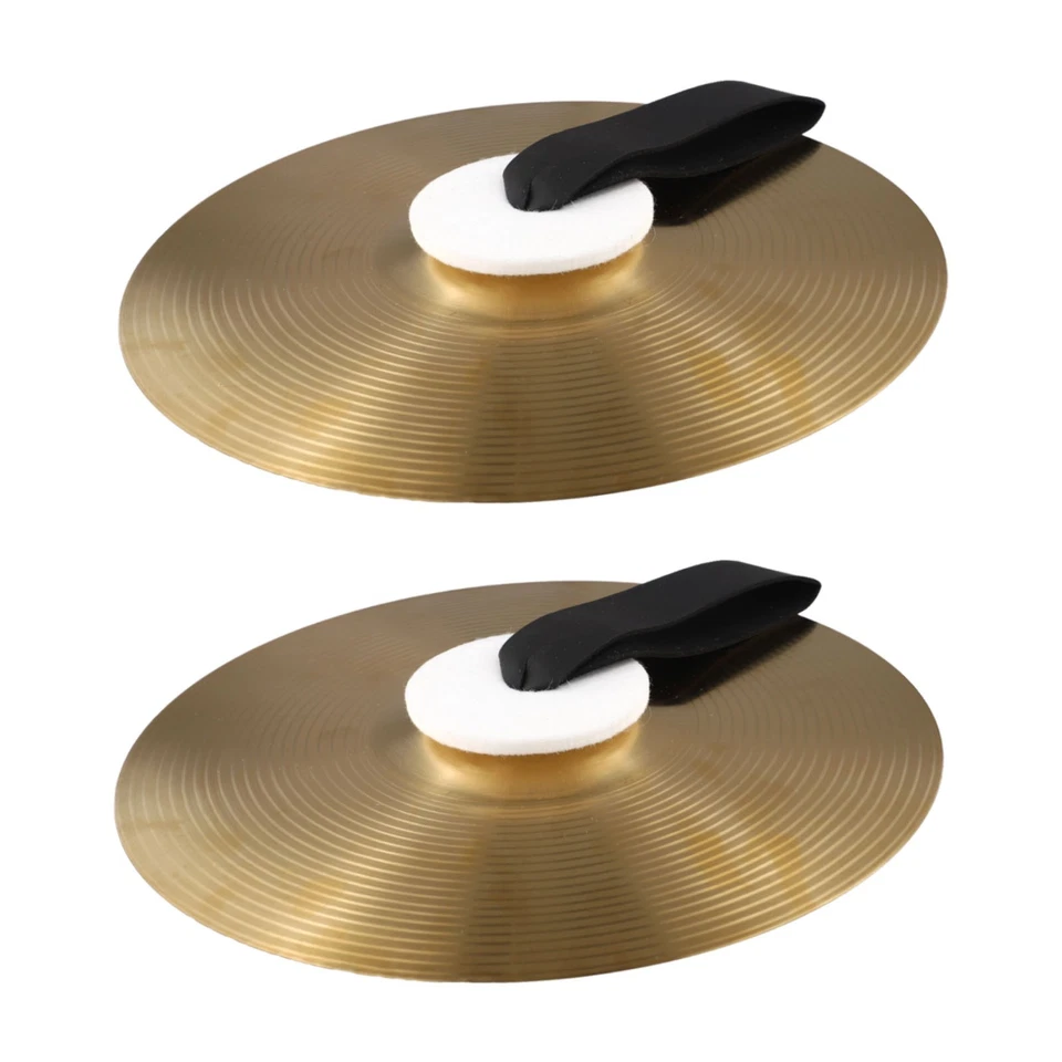 Golden Small Alloy Hand Cymbals 1 Pair Clear Sound Promote Coordination - Image 3 of 4