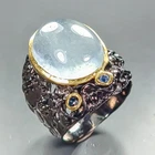 Fine Art 16 ct Natural Aquamarine Ring 925 Sterling Silver Size 8 /R463186