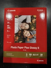 Canon Pixma Photo Paper Plus Glossy II 8.5" x 11" 20 Sheets PP-201 Inkjet SEALED