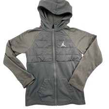 Jordan Gray Full Zip Puffer Hoodie Jacket Kid's Size G 12-13YRS Athletic READ