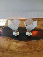 Pair Of Vintage Unbranded Tiffany Style Art Deco Wall Sconces Lights Shades
