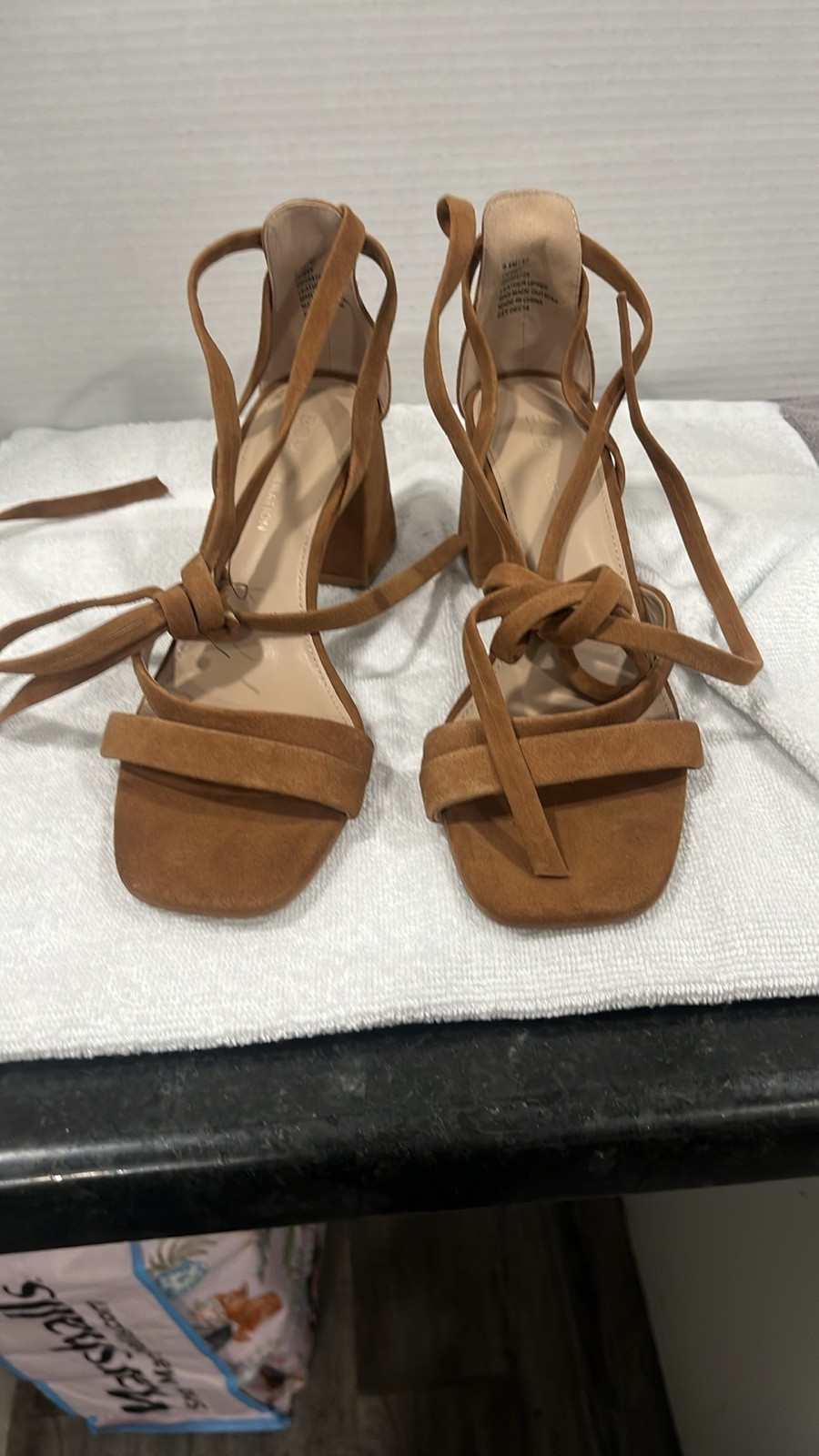 BCBGerenation Elegant Heel Shoes With Straps Size 6.5 Light Brown Color