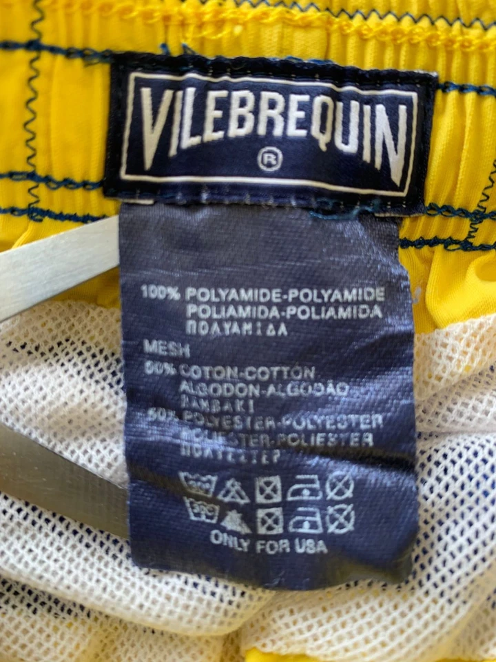 Vilebrequin Men’s Swim Trunks Blue Yellow Turtle Logo Sz S (30) Moorea Style #P5 - Image 3 of 4
