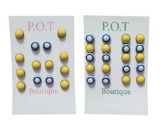 Striped Round Stud Earrings/Jewelry For Girls/Teens/Groups/Matching Set/17 Pairs