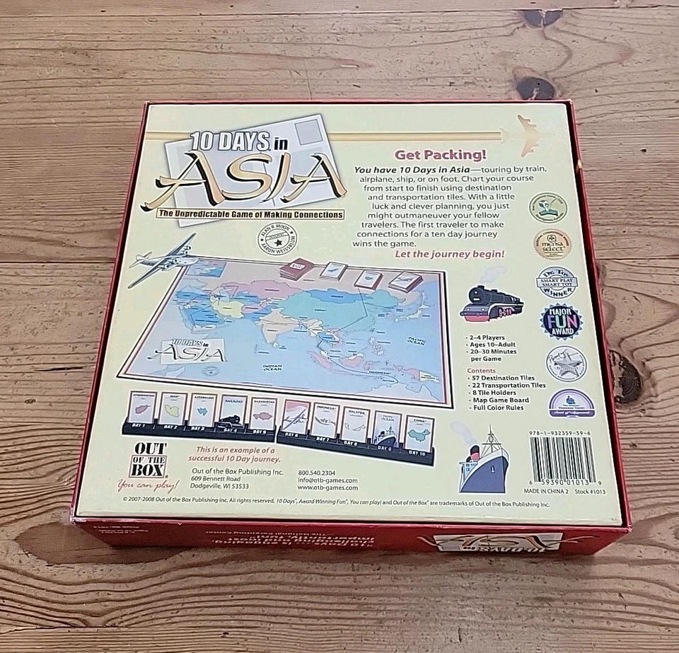 10 Days In Asia Board Game 100% Complete Out of the Box Route Building Strategy - Image 2 of 4