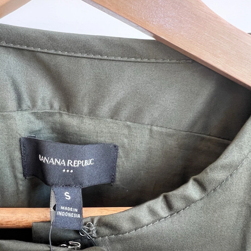 Vestido Banana Republic con Cinturón Verde Ejército Algodón Satinado Hasta la Rodilla Nuevo con Etiquetas Mujeres Talla S Foto 4 de 4