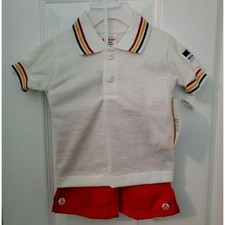 Nwt Vtg Boys 2-Piece Shirt  Shorts Outfit Set Toddler 12 months USA Made