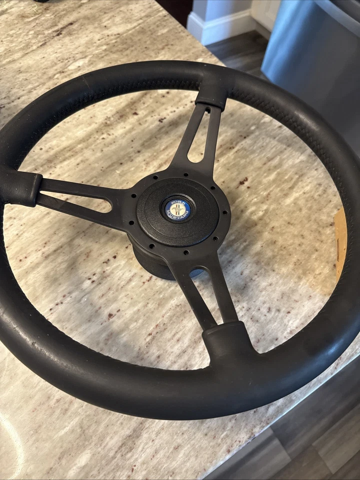 1968-78 Ford Mustang 9-Bolt Black Leather Steering Wheel Kit Pony NOS Horn Kit - Image 2 of 4
