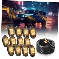 Rock Lights Ultra Bright LED Neon Underglow 12 Pods+ 33ft Wire Harness Yellow