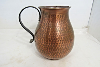 Vintage Hand Hammered Copper Pitcher Vase Wagner West Germany Vessel Primitive