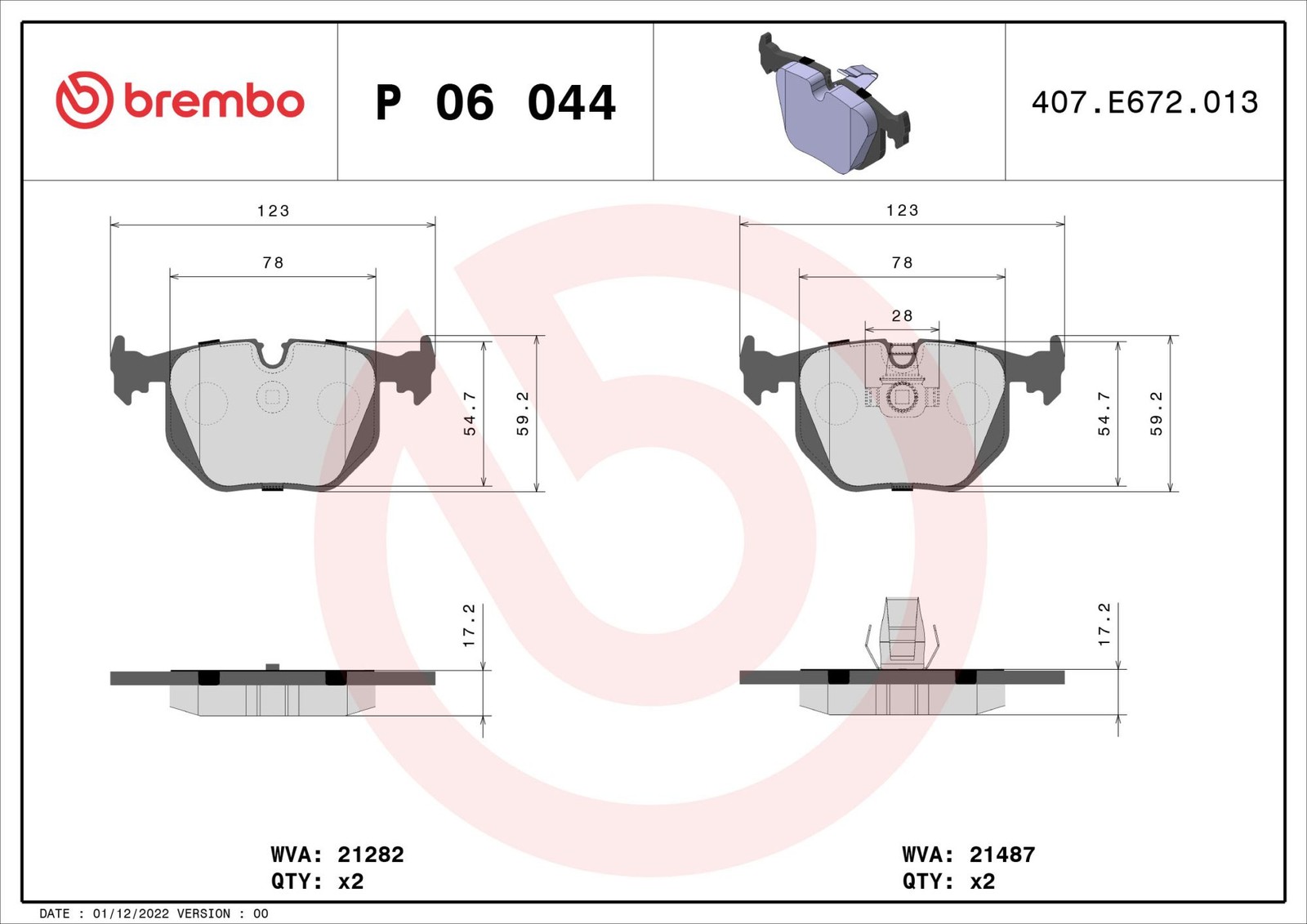 Plaquettes de frein Brembo P 06 044 anti-bruit pour un freinage stable
