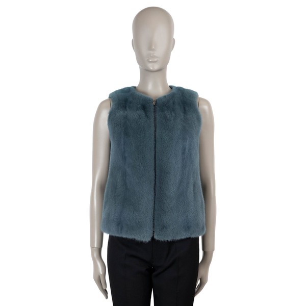 Authentic Loro Piana turquoise blue Erik Nerz fur vest jacket S
