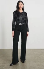 Rails Eloise Silver Charcoal Onyx Button Down Blouse Size XL