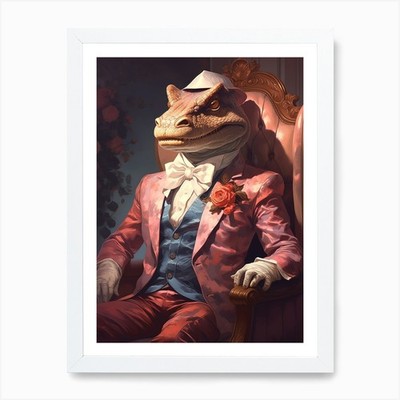 Eidechse im Anzug Kunstdruck gerahmt Wandbild Poster Leinwanddruck Bild