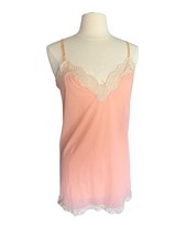 Vintage Peach Silky Nylon Tricot Lace Full Dress Slip Formfit Rogers Sz 36 Short