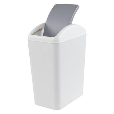 4.5 Gallon Swing Top Trash Can Plastic Garbage Bin With Swing Lid Gray Waste