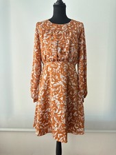 Gilli Womens L Rust Orange Floral Long Sleeve Dress Boho Cottagecore Fall