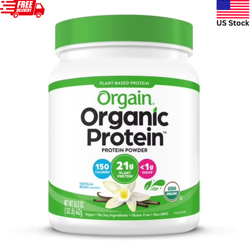 Orgain Organic Vegan Protein Powder - Vanilla Bean - 21g Plant Based - 1.02lb - Picture 1 of 6
