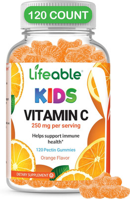 DOCTOR'S FINEST Vitamin C Gummies for Kids - Vegan, GMO Free & Gluten Free - Gre