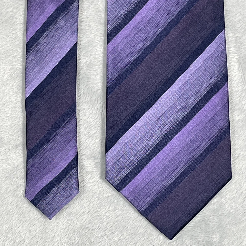 Corbata formal Zodiac Torino para hombre seda púrpura azul rayas premium seda pura Foto 2 de 4