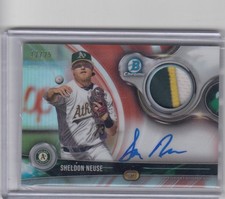 2018 Sheldon Neuse Bowman Chrome AUTO 3 COLOR PATCH Relic /25 - Oakland A's