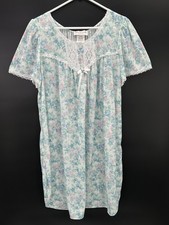 Miss Elaine Womens 1X Nightgown 100 Cotton Nightgown Floral Lace Ribbon