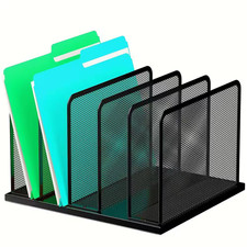 Black 12.75 In. X 11.22 In. Steel Mesh Desk File Organizer with 5 Sections for O