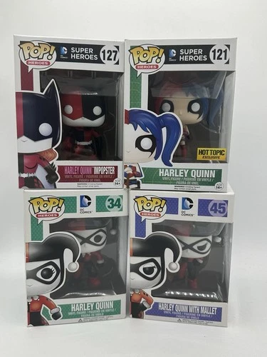 Lot Of 4 Harley Quinn Funko Pop 127 121 34 45 DC Comics Super Heroes
