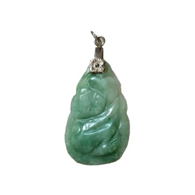 Icey White & Green Jade Panda Pendant ''Peace, Friendship & Harmony'' 3.2g RARE