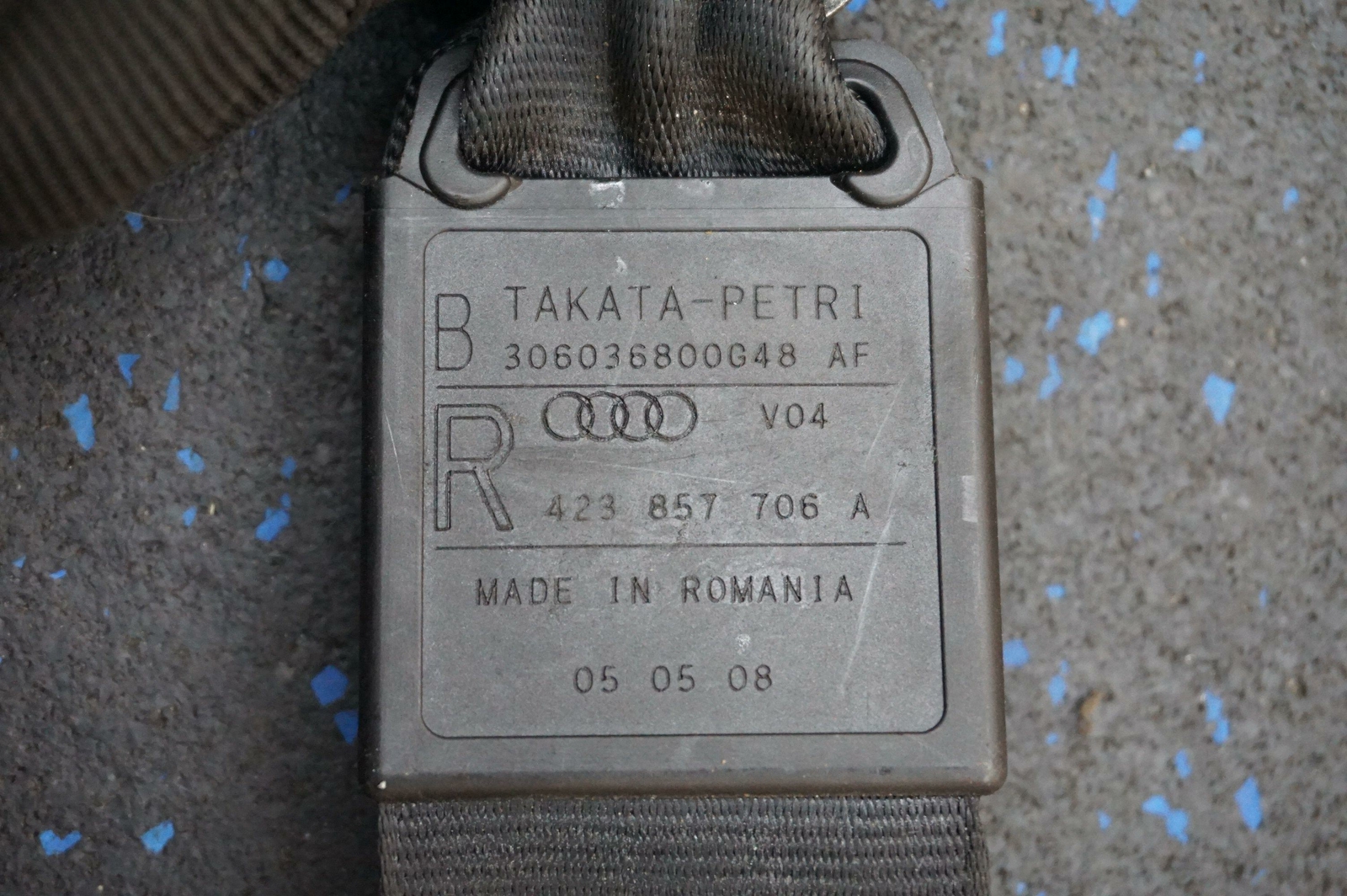 Front Right Seat Belt Black 423857706V04 OEM Audi R8 Type 42 2008-12