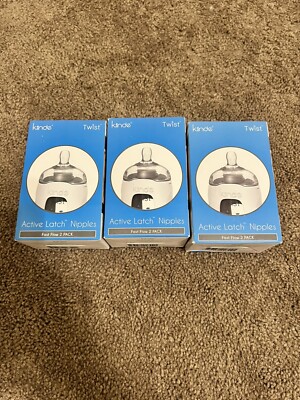 Kiinde Twist Active Latch Nipples Fast Flow Anti-Colic 2-Pack W/ Cases