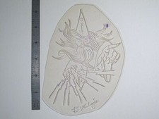 vtg 1960s 1970s Tattoo Flash acetate stencil Bolts Wizard Large signed WIZ