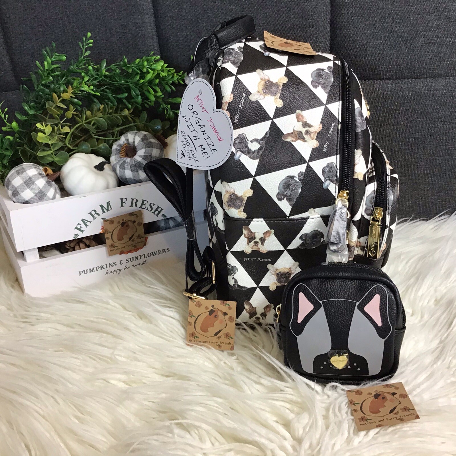 Betsey Johnson Frenchie🐶French Bulldog🐾 Backpack Set with removable pouchNEW eBay