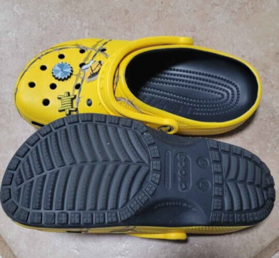 2018 Post Malone Barbed Wire Crocs Yellow Sz 7 Men ~ 9 Women 