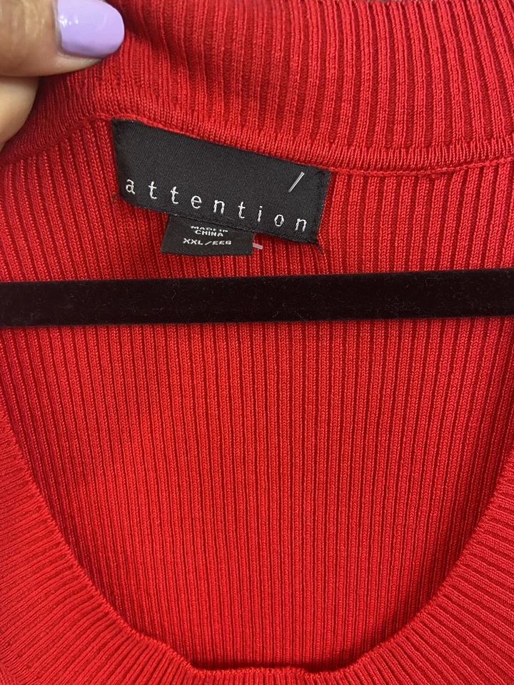 Attention red long sleeve round scoop neck tight knit sweater women's size 2XL - Image 4 of 4