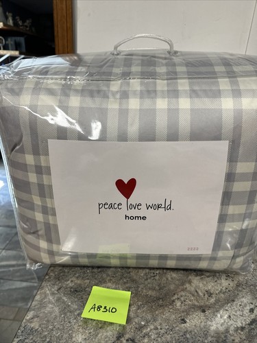 Peace Love World Thick Velvety Soft Comforter Set Grey Harrison Plaid King 3pc - Picture 3 of 9