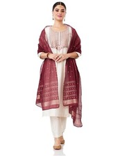 Women's Embroidered Kurta Pant Set with Contrast Dupatta