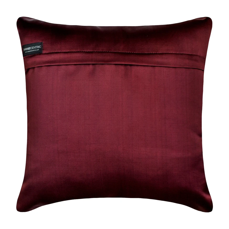 Capa de travesseiro de juta de vinho e cetim 16"x16" - terno de vinho de juta - Imagem 3 de 3