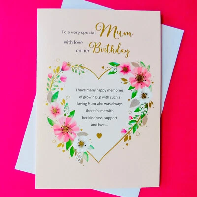 REGAL MUM Birthday Card 9"x6" With Special Nice Verse Lovely Message